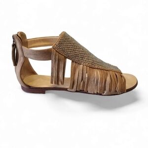 Auth! Giuseppe Zanotti Alabama fringed studded suede gladiator sandals s…